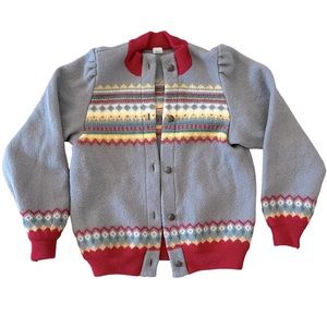 Bogner Gray and Red Patterned Cardigan